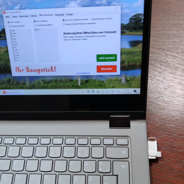 Saugstick-App im Einsatz: Sicherung von Office-Dokumenten auf den Stick
